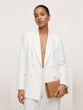 NWT Zara ZW Collection Ecru Viscose Tailored Fitted Blazer. Size S